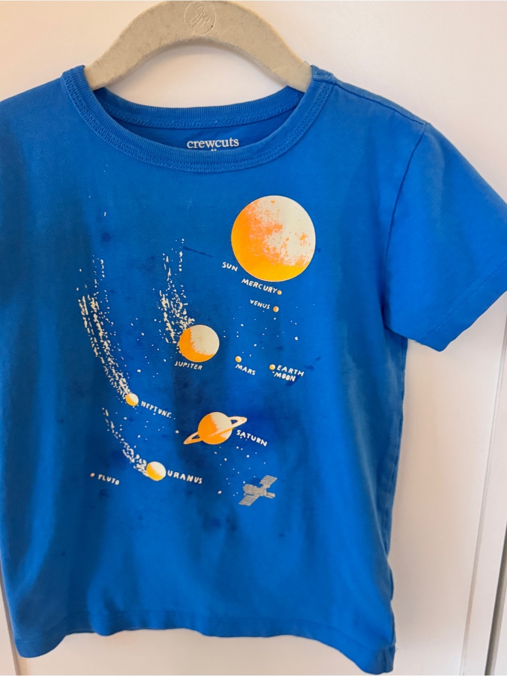 Crewcuts Bright Blue Glow-in-the-Dark Space Tee with Orange Planet